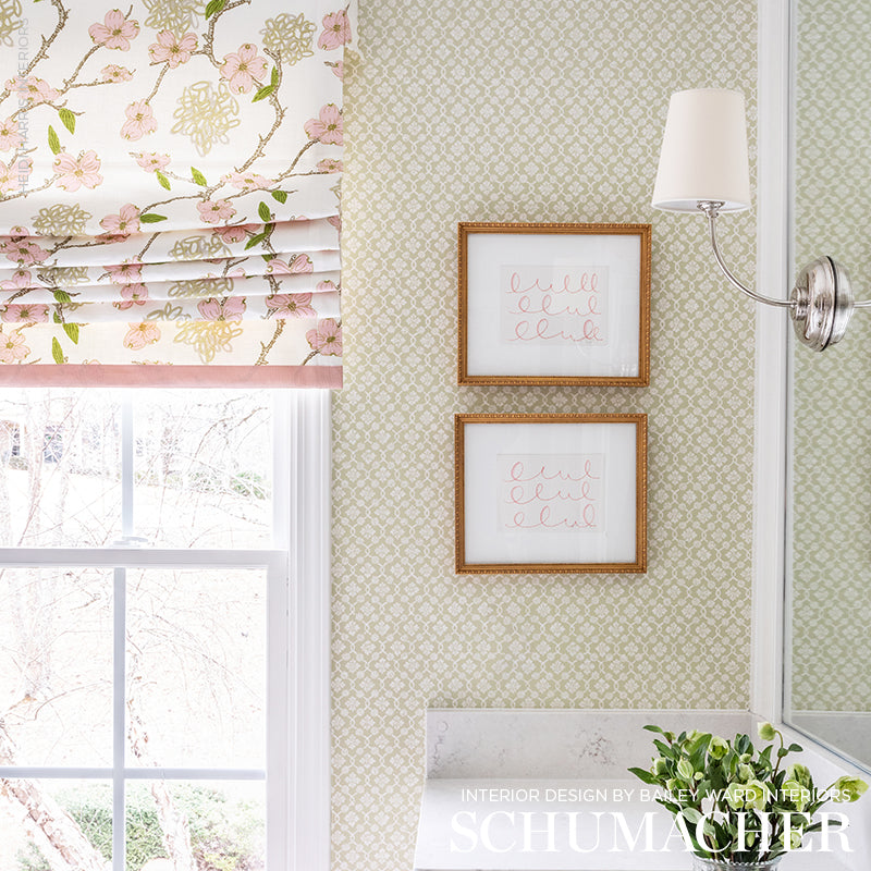 Schumacher Harbury Trellis Willow Wallpaper Sample 5004143