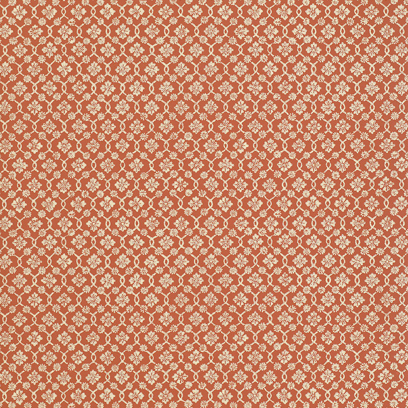 Schumacher Harbury Trellis Coral Wallpaper Sample 5004145