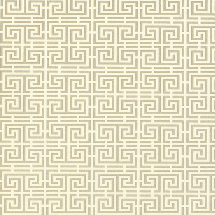 Schumacher Chinois Fret Pewter Wallpaper Sample 5004162