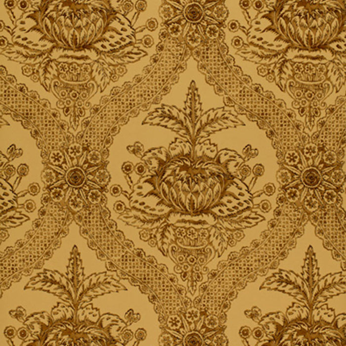 Schumacher Haddon Hall Damask Umber Wallpaper Sample 5004171
