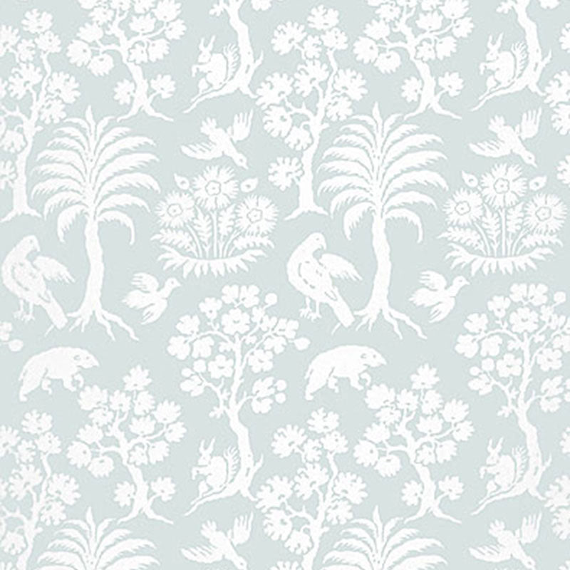 Schumacher Palm Damask Sky Wallpaper Sample 5004353