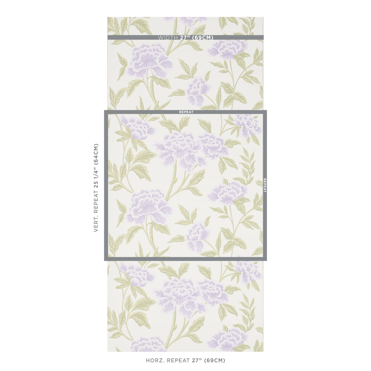 Schumacher Whitney Floral Lavendar Wallpaper Sample 5004384