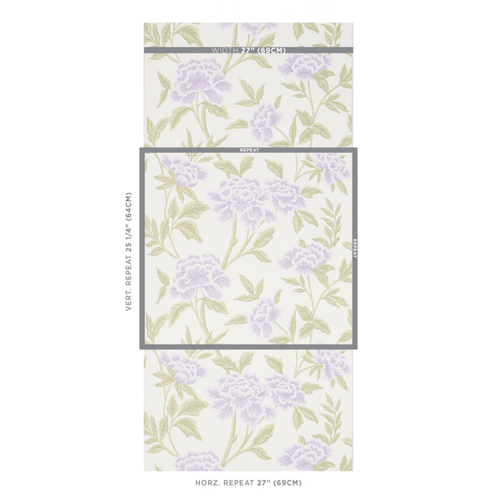 Schumacher Whitney Floral Lavendar Wallpaper Sample 5004384