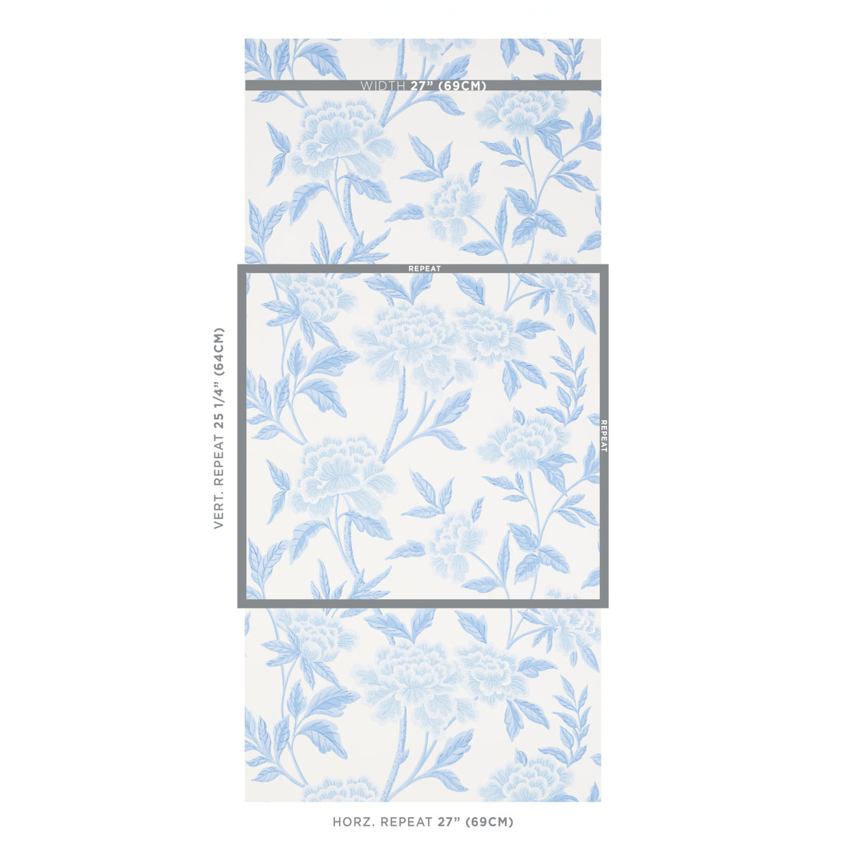 Schumacher Whitney Floral Blue Wallpaper Sample 5004385