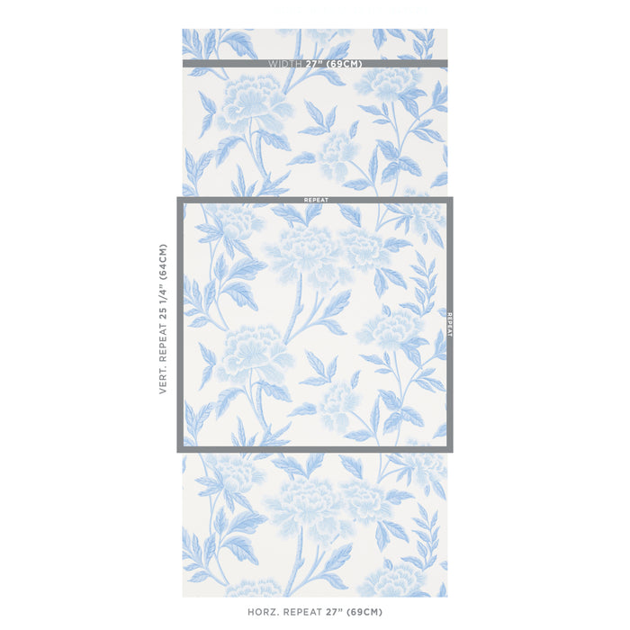 Schumacher Whitney Floral Blue Wallpaper Sample 5004385