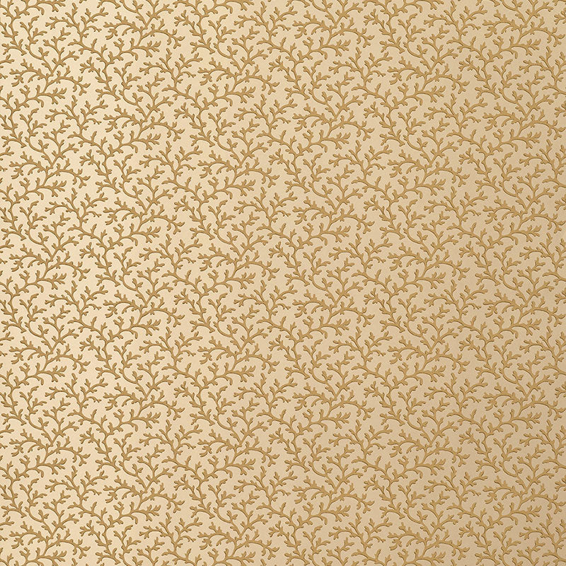 Schumacher Coral Vine Burnished Gold Wallpaper Sample 5004416