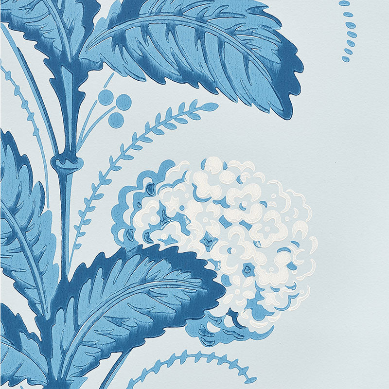 Schumacher Hydrangea Drape Delft 5004454 Wallpaper | 40% Off (Samples)