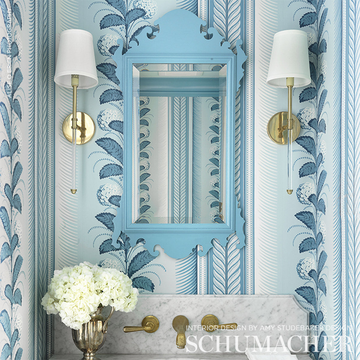 Schumacher Hydrangea Drape Delft 5004454 Wallpaper | 40% Off (Samples)