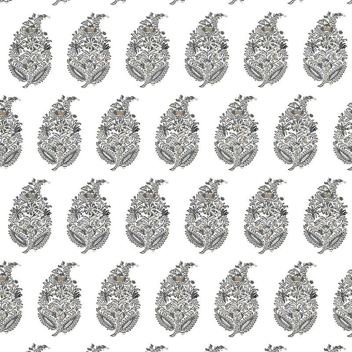 Schumacher Rajasthan Paisley Silver Wallpaper Sample 5004474