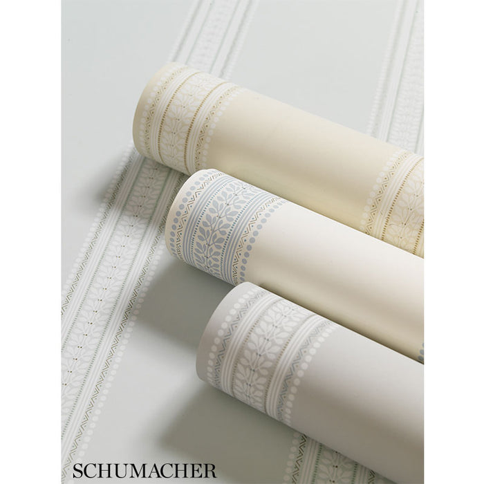 Schumacher Lorraine Stripe Limestone Wallpaper Sample 5004581