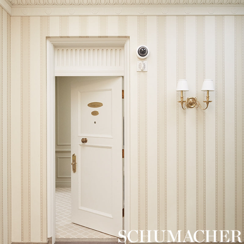 Schumacher Lansdowne Strie Stripe Truffle Wallpaper Sample 5004623