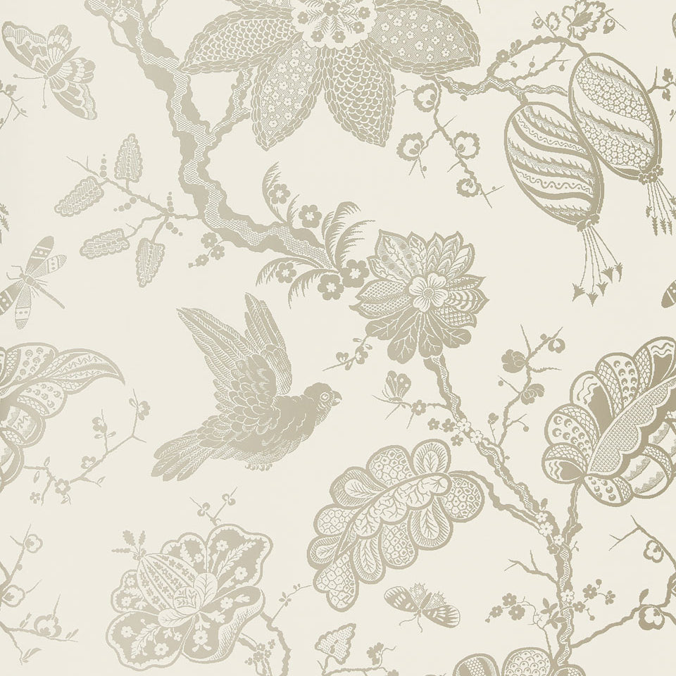 Schumacher Bali Vine Platinum Wallpaper Sample 5005000