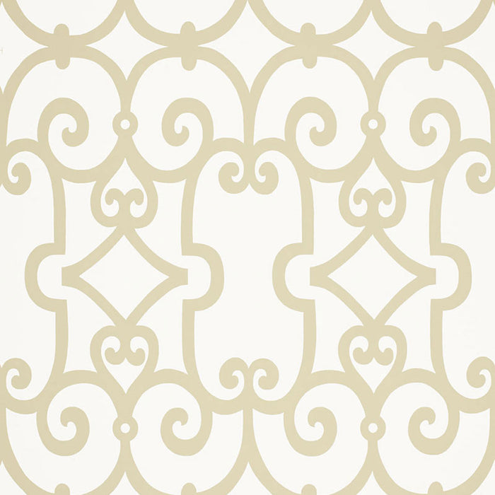Schumacher Manor Gate Sand Wallpaper Sample 5005052