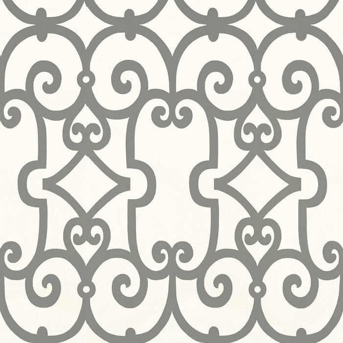 Schumacher Manor Gate Charcoal Wallpaper Sample 5005053