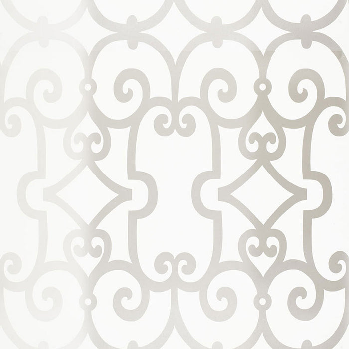 Schumacher Manor Gate Silver Wallpaper Sample 5005054