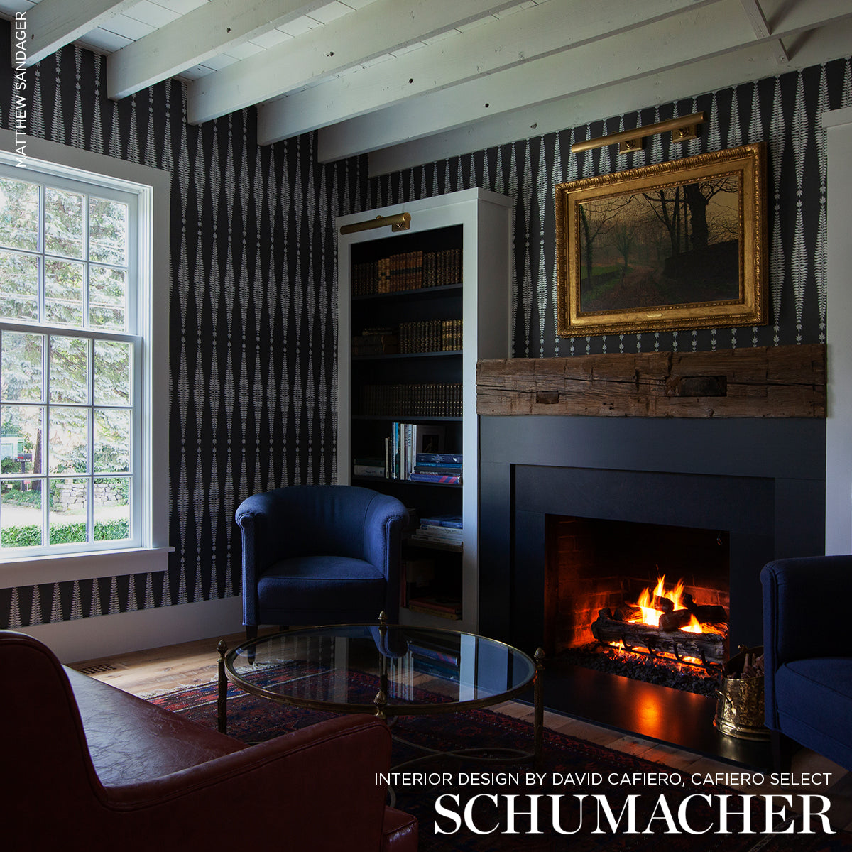 Schumacher Fern Tree Graphite Wallpaper Sample 5005073