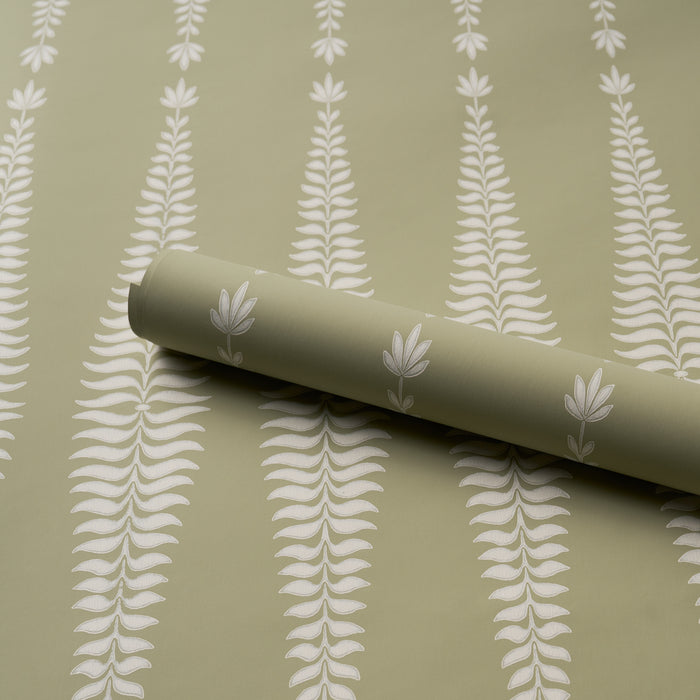 Schumacher Fern Tree Olive Wallpaper Sample 5005077