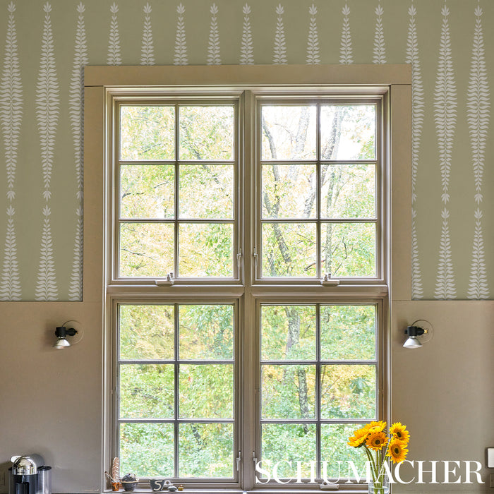 Schumacher Fern Tree Olive Wallpaper Sample 5005077
