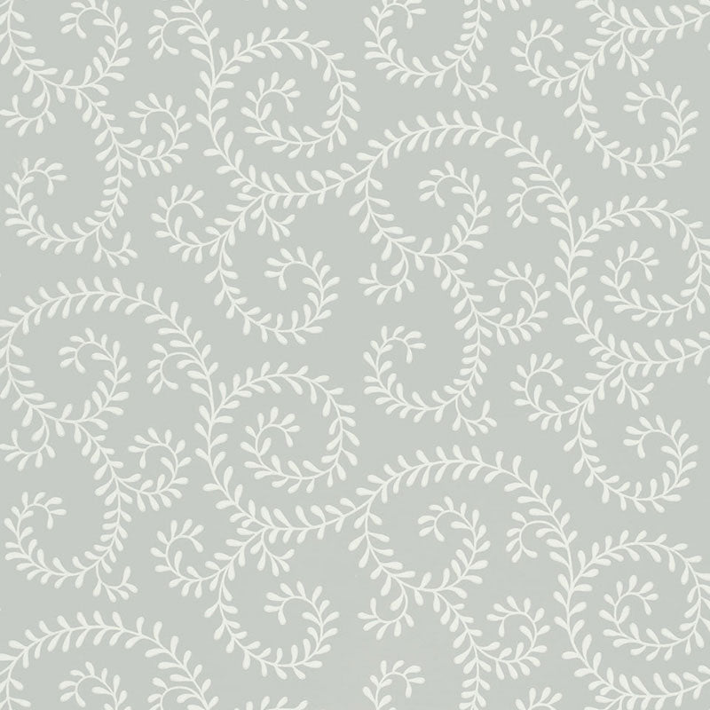 Schumacher Leafy Scroll Dove Wallpaper Sample 5005090
