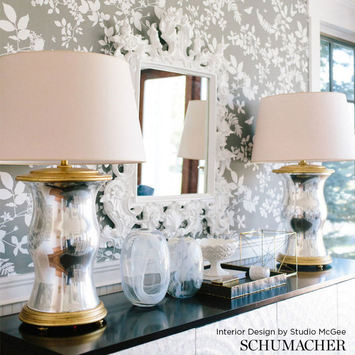 Schumacher Shadow Vine Charcoal Wallpaper Sample 5005103