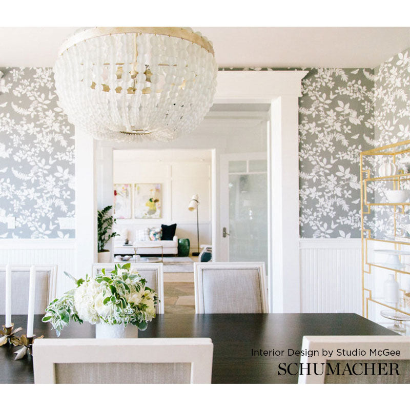 Schumacher Shadow Vine Charcoal Wallpaper Sample 5005103