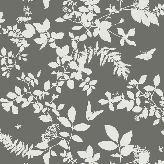 Schumacher Shadow Vine Charcoal Wallpaper Sample 5005103