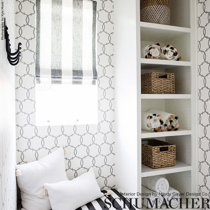 Schumacher Tracery Charcoal Wallpaper Sample 5005121