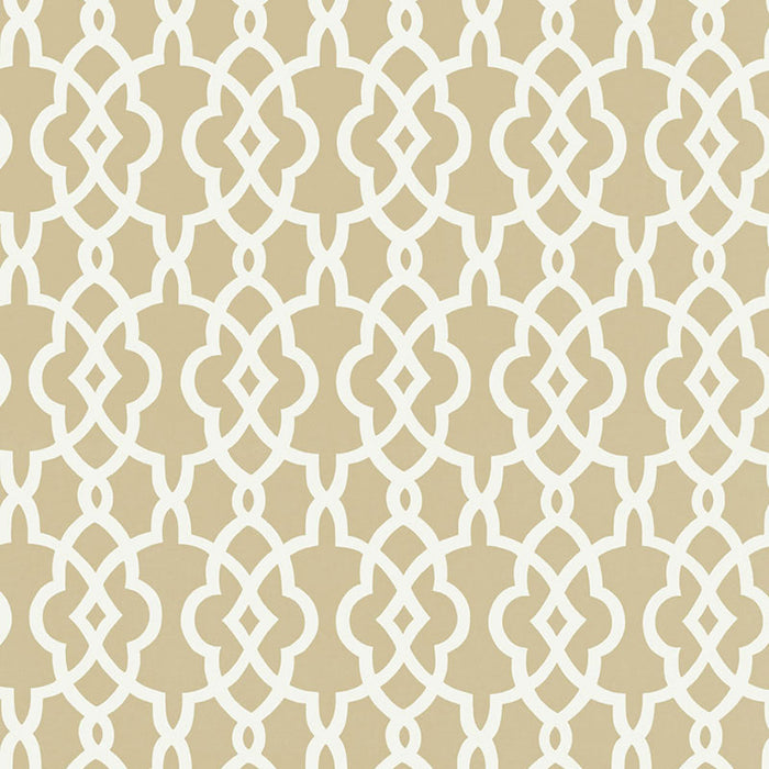 Schumacher Summer Palace Fret Sand Wallpaper Sample 5005140