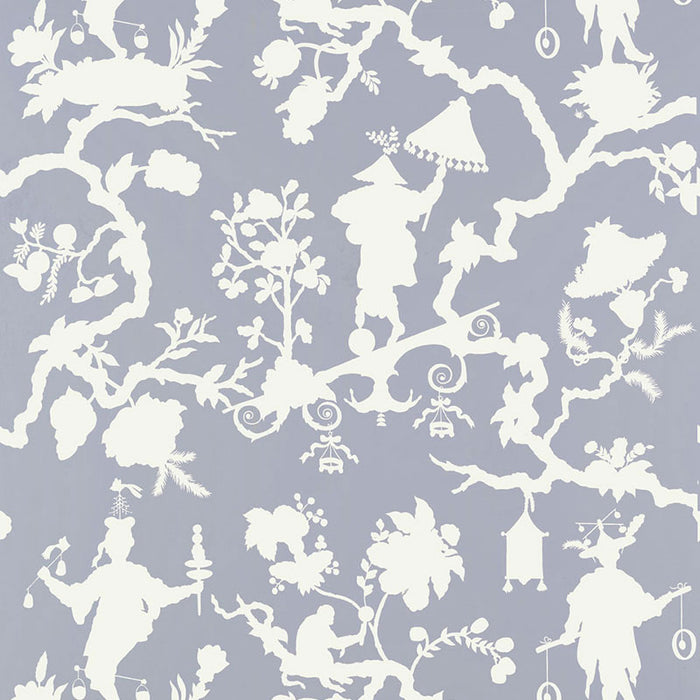 Schumacher Shantung Silhouette Print Wisteria Wallpaper Sample 5005152