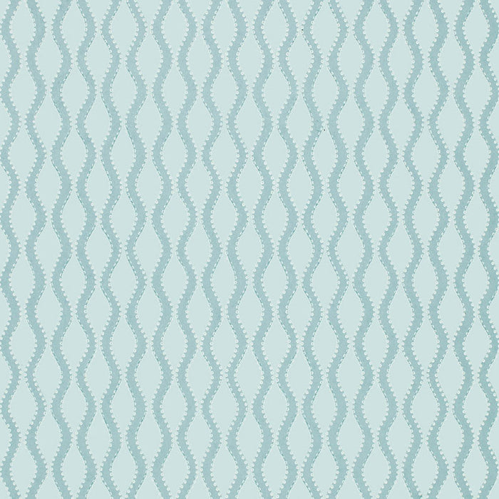 Schumacher Ribbon Wave Aqua Wallpaper Sample 5005162