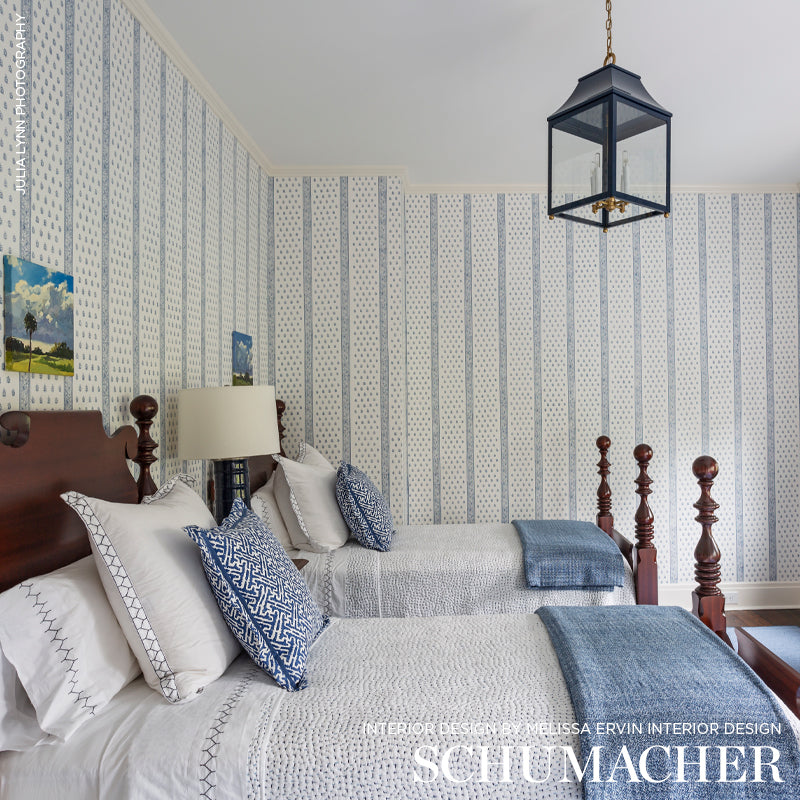 Schumacher Katsura Stripe Delft Wallpaper Sample 5005201