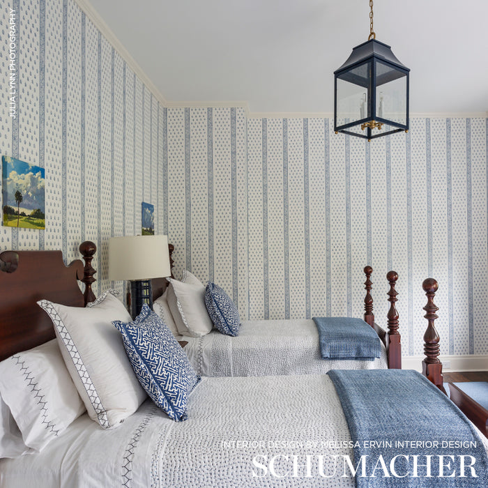 Schumacher Katsura Stripe Delft Wallpaper Sample 5005201