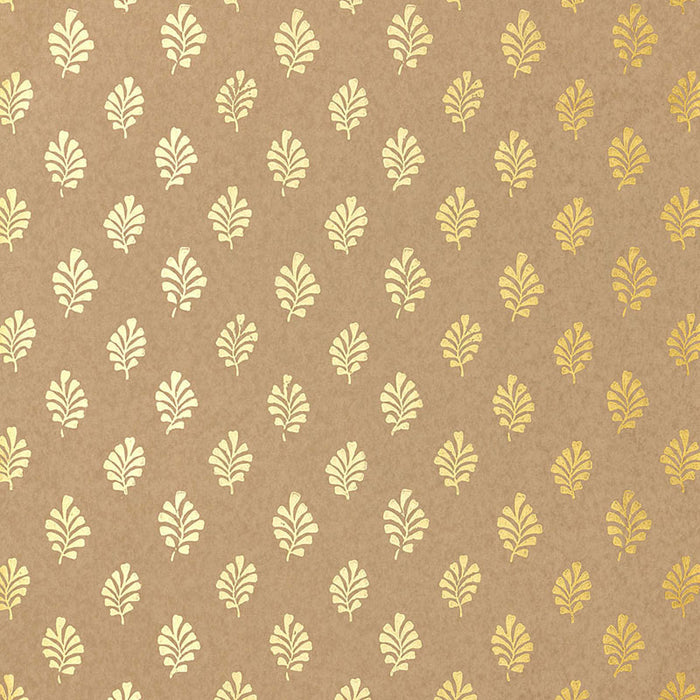 Schumacher Bakara Leaf Gilt Wallpaper Sample 5005233