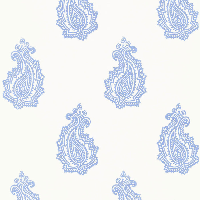 Schumacher Madras Paisley Delft Wallpaper Sample 5005301