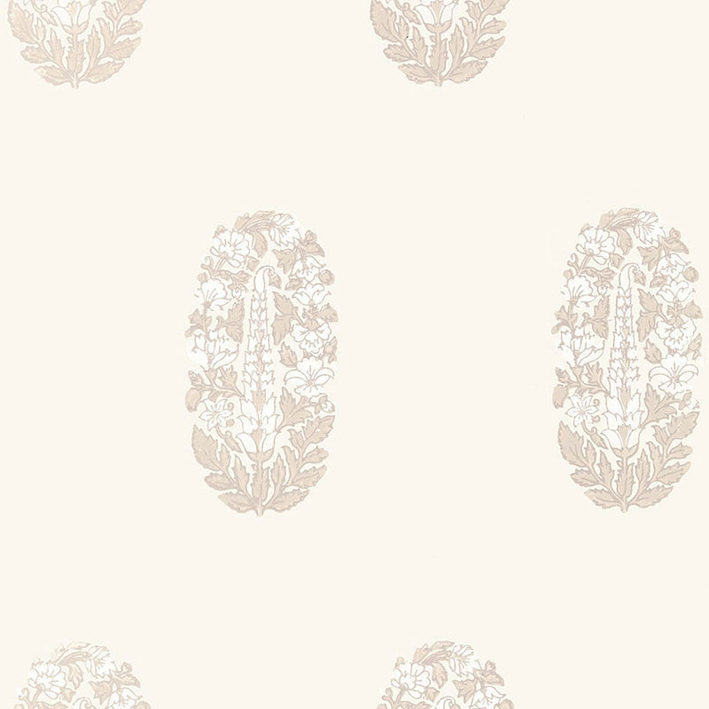 Schumacher Askandra Flower Oyster Wallpaper Sample 5005310
