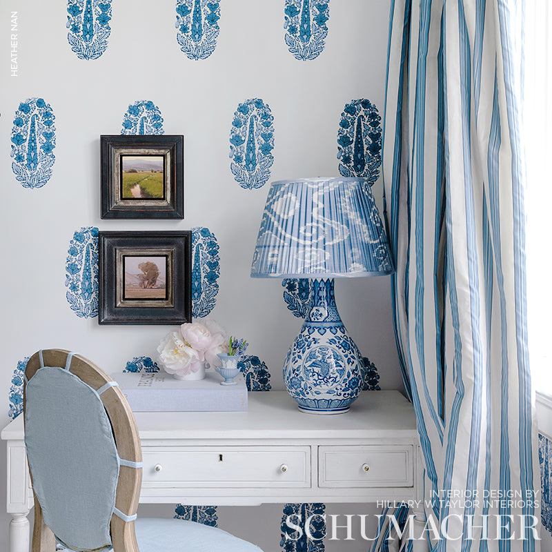 Schumacher Askandra Flower Delft Wallpaper Sample 5005311