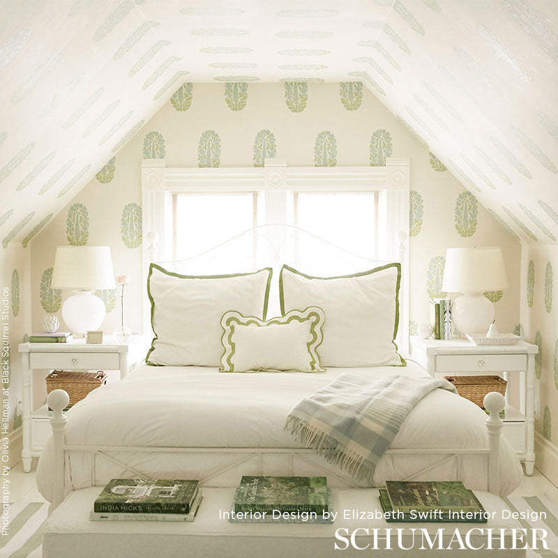 Schumacher Askandra Flower Pear & Water Blue Wallpaper Sample 5005312