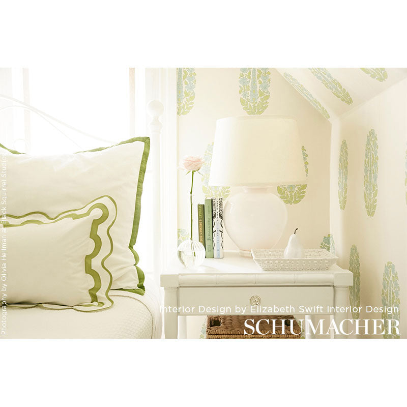 Schumacher Askandra Flower Pear & Water Blue Wallpaper Sample 5005312