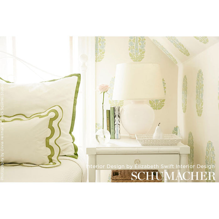 Schumacher Askandra Flower Pear & Water Blue Wallpaper Sample 5005312