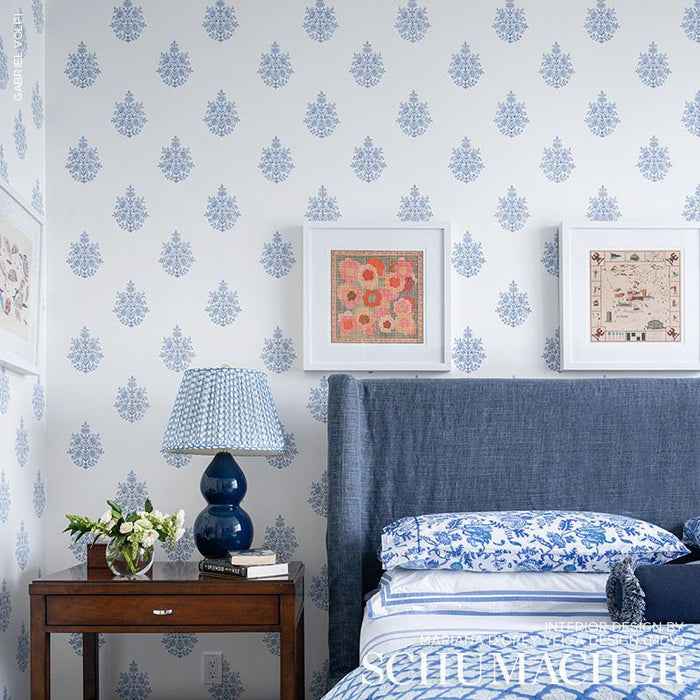 Schumacher Asara Flower Delft Wallpaper Sample 5005321