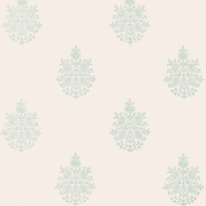 Schumacher Asara Flower Water Blue Wallpaper Sample 5005322
