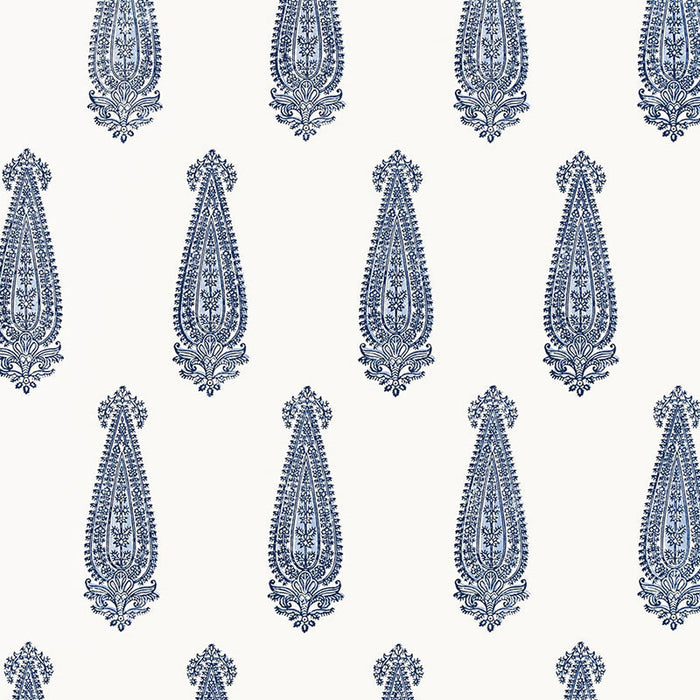 Schumacher Katara Paisley Delft Wallpaper Sample 5005331