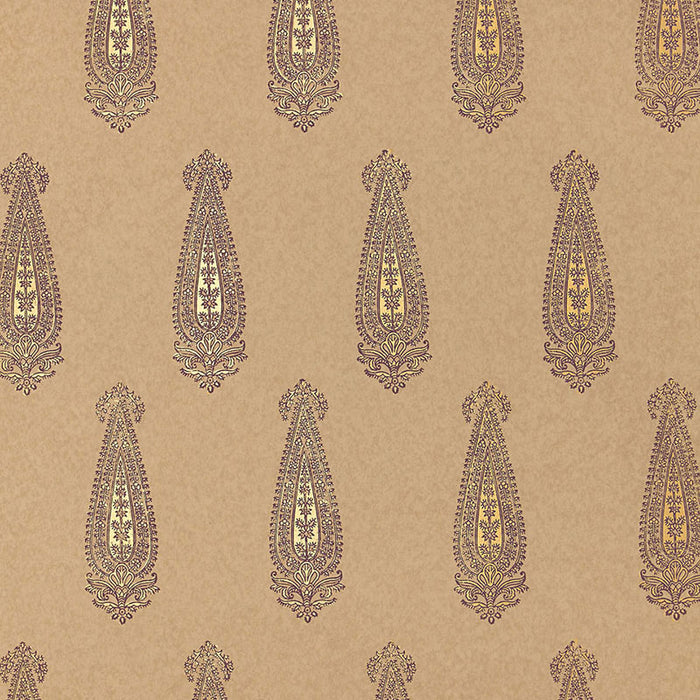 Schumacher Katara Paisley Aubergine & Gilt Wallpaper Sample 5005333