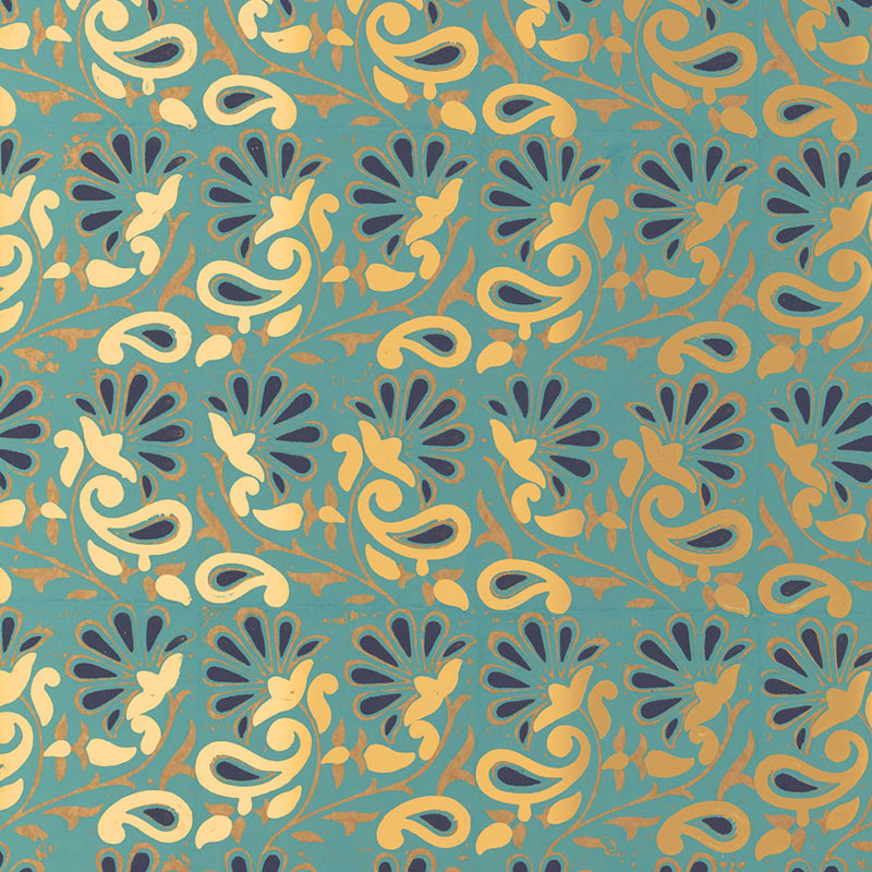 Schumacher Rampura Turquoise Wallpaper Sample 5005343