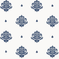 Schumacher Mayla Damask Navy Wallpaper 5005351