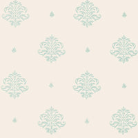 Schumacher Mayla Damask Water Blue Wallpaper 5005352