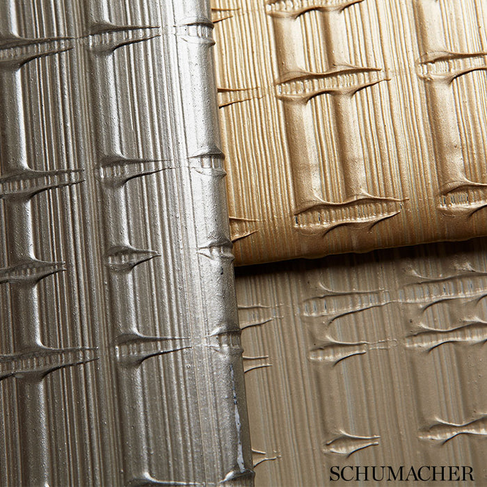 Schumacher Urban Stripe Silvered Taupe Wallpaper Sample 5005641