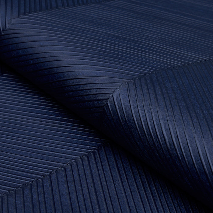 Schumacher Chevron Texture Midnight Blue Wallpaper Sample 5005654