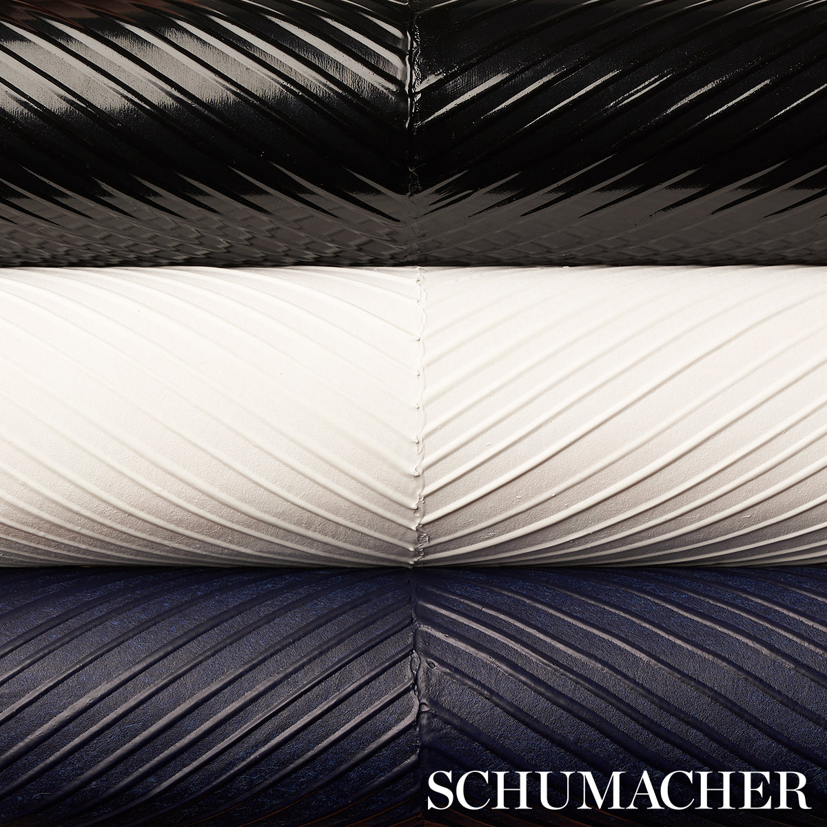 Schumacher Chevron Texture Onyx Wallpaper Sample 5005655