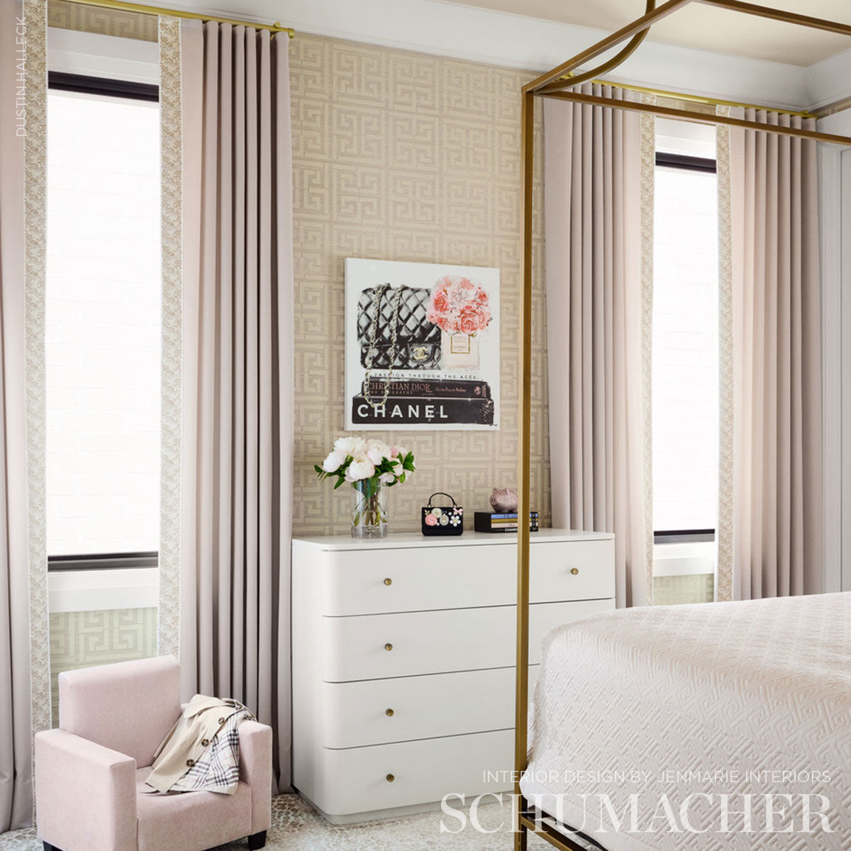 Schumacher Greek Key Sisal Silver Wallpaper Sample 5005690
